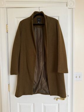Forever 21 Olive Brown Open-Front Pea Coat. Never worn.
